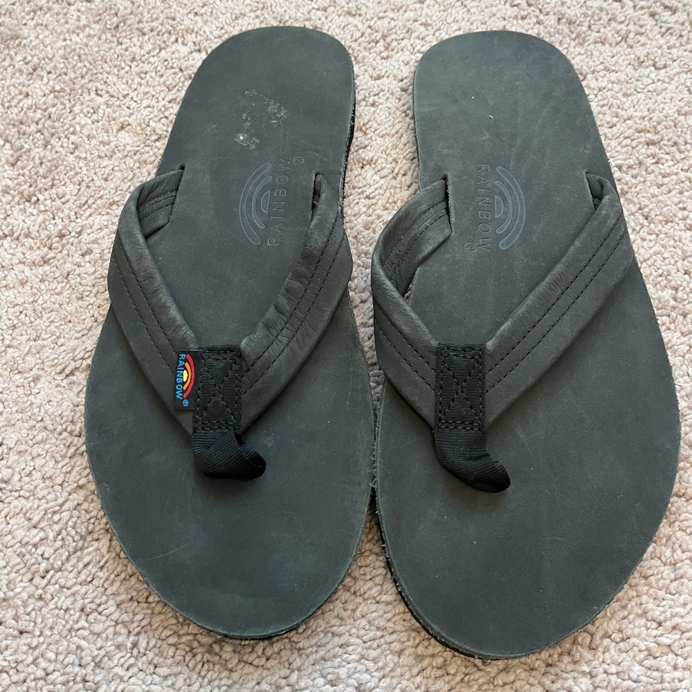 Rainbow Black Men’s Leather Sandals sz 11/12